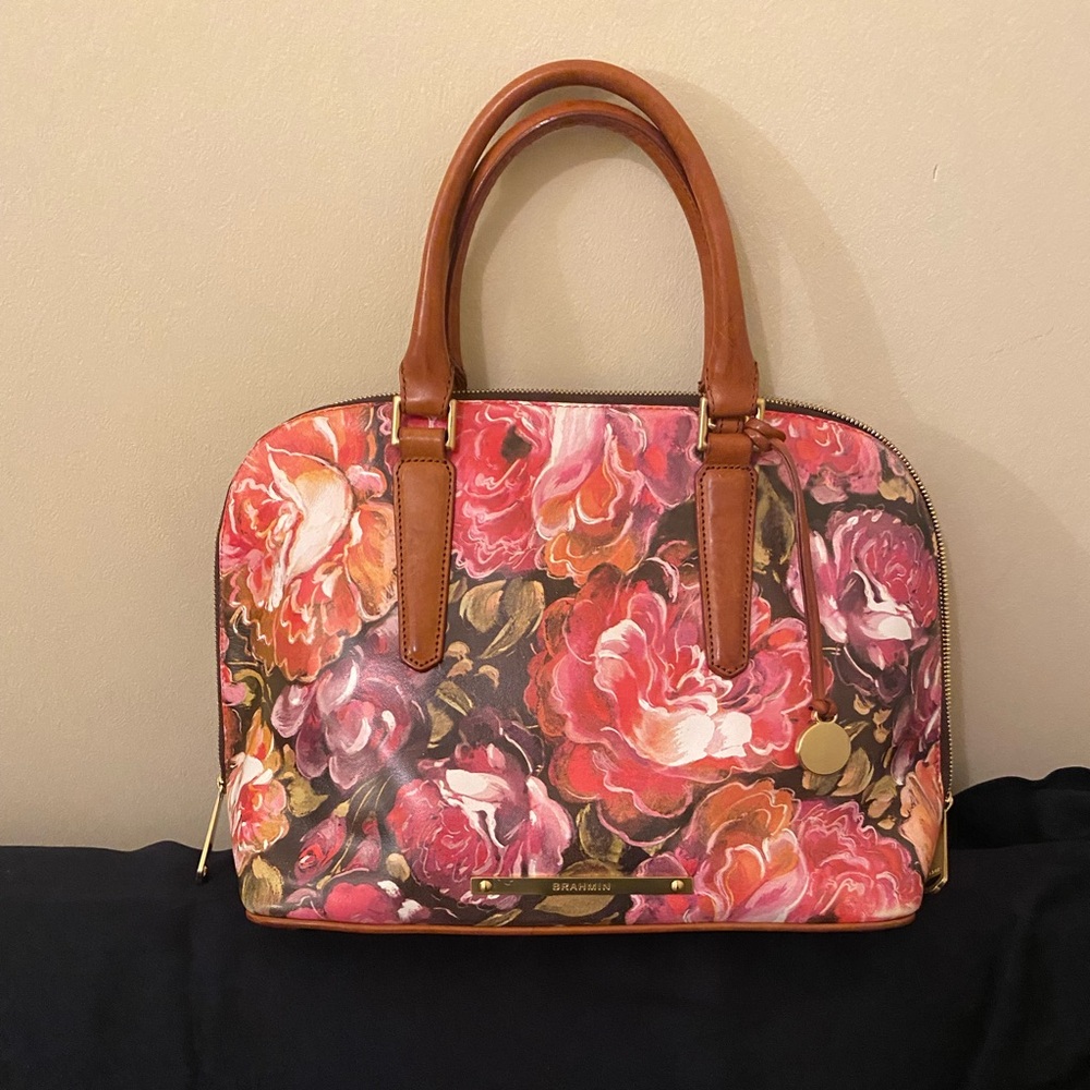 Authentic Brahmin floral leather handbag.